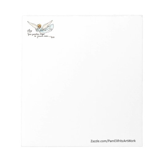 近くで優雅に見る天使の水彩画 ノートパッド (正面)