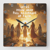 近くに引き寄せ：完全な信仰の保証へブル10:22 スクエア壁時計 (正面)