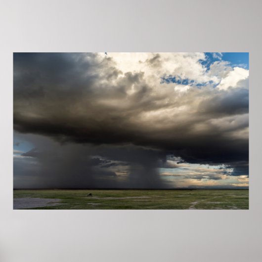 近くの斜面に吹き荒れる山 ポスター (正面)