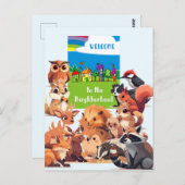 近くの森林地帯の動物へようこそ ポストカード (正面/裏面)