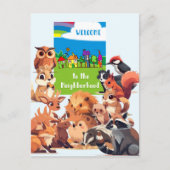 近くの森林地帯の動物へようこそ ポストカード (正面)