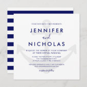 近代海軍ブルー海のアンカー仮想結婚式 招待状 (正面/裏面)