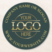 近代的でシンプルなカスタム企業ロゴ・ブランド ラウンドペーパーコースター (正面)