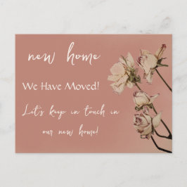 近代的な新しい家に引越ししました 乾燥したバラ 案内ポストカード