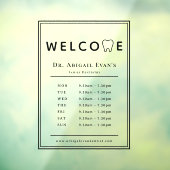 近代的な歯医者さんの店舗外観の営業時間歯のロゴマーク ウィンドウサイン (シート3)