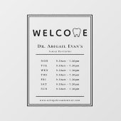 近代的な歯医者さんの店舗外観の営業時間歯のロゴマーク ウィンドウサイン (シート)