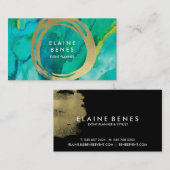 近代美術のターコイズの金ゴールドの名刺 名刺 (正面/裏面)