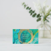 近代美術のターコイズの金ゴールドの名刺 名刺 (スタンド正面)