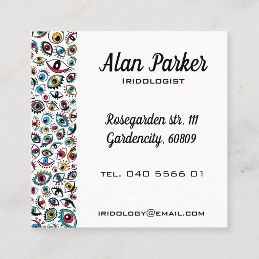 近代美術はiridologistの眼科医を注目します スクエア名刺 (裏面)