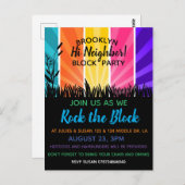 近所でブロックを揺るがすブロックパーティの招待状 ポストカード (正面/裏面)