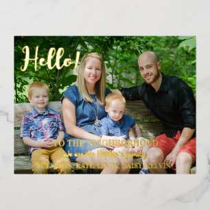 「近所に引越しました」写真付きお知らせ 箔シーズンポストカード