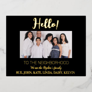 「近所に新しく引っ越してきました」写真付きお知らせ 箔シーズンポストカード