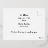 「近所に新しく引っ越してきました」写真付きお知らせ 箔シーズンポストカード (裏面)