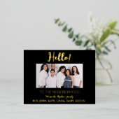 「近所に新しく引っ越してきました」写真付きお知らせ 箔シーズンポストカード (立ち正面)