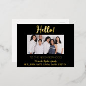 「近所に新しく引っ越してきました」写真付きお知らせ 箔シーズンポストカード (正面/裏面)