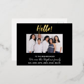 「近所に新しく引っ越してきました」写真付きお知らせ 箔シーズンポストカード (正面/裏面)