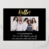 「近所に新しく引っ越してきました」写真付きお知らせ 箔シーズンポストカード (正面)