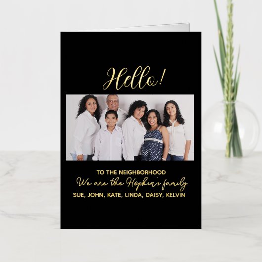 近所に来たことがない」写真のお知らせ 箔グリーティングカード (正面)