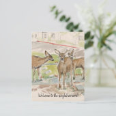 近所に鹿がいる庭のご紹介 ポストカード (スタンド正面)