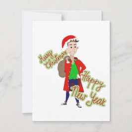 近所のサンタクロースのフラットホリデーカード シーズンカード