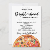 近所のピザ&プールサマーパーティーバッシュ 招待状 (正面)