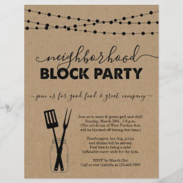 近所のブロックパーティの招待状チラシ チラシ