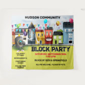 近所のブロックパーティーのバナー背景 タペストリー (正面(横))