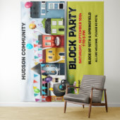 近所のブロックパーティーのバナー背景 タペストリー (インサイチュ)