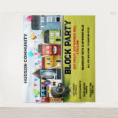 近所のブロックパーティーのバナー背景 タペストリー (正面)