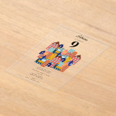 近所のブロックパーティーキッズの誕生日 アクリル招待状 (レイダウン)