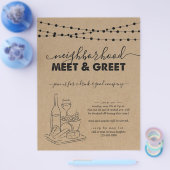 近所のミートと挨拶パーティの招待状フライヤー チラシ (シングル)