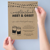 近所のミートと挨拶パーティの招待状フライヤー チラシ (手)