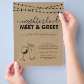 近所のミートと挨拶パーティの招待状フライヤー チラシ (手)