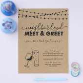 近所のミートと挨拶パーティの招待状フライヤー チラシ (シングル)