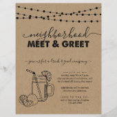 近所のミートと挨拶パーティの招待状フライヤー チラシ (正面)