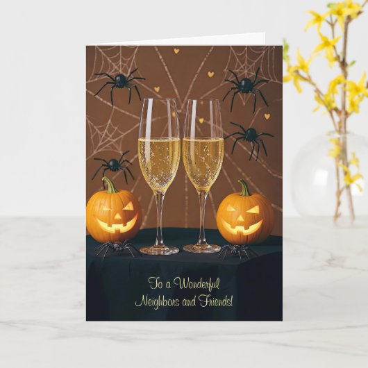 近所の人と友達のためのハロウィーンかわいい応援 カード (黄色い花)