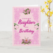 近所の人の誕生日にピンクのバラのカード カード (黄色い花)