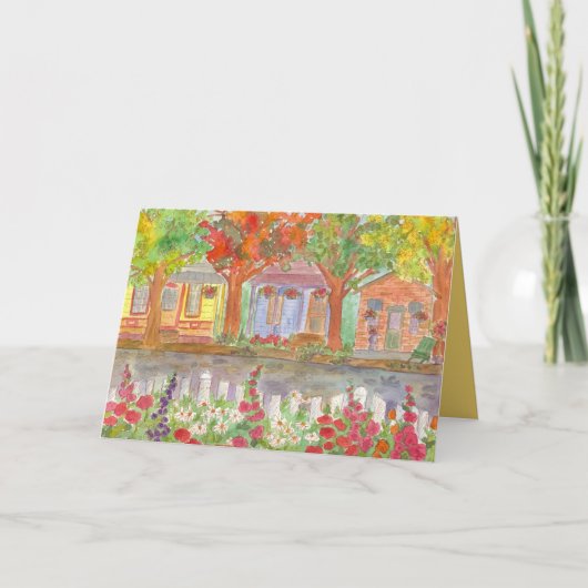 近所の家のピケットフェンスへようこそ カード (正面)