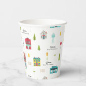 近所の建物ウェルカムパターンベビーシャワー 紙コップ (正面)