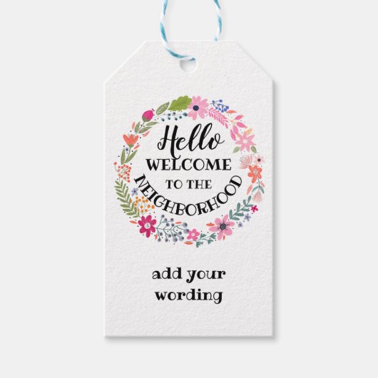 近所の新しいホームノートカードへようこそ ギフトタグ (正面)