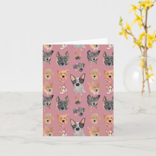 近所の犬 カード (黄色い花)