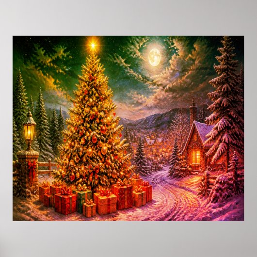近所の通りでのクリスマスの光景 ポスター (正面)