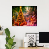 近所の通りでのクリスマスの光景 ポスター (ホームオフィス)