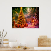 近所の通りでのクリスマスの光景 ポスター (キッチン)