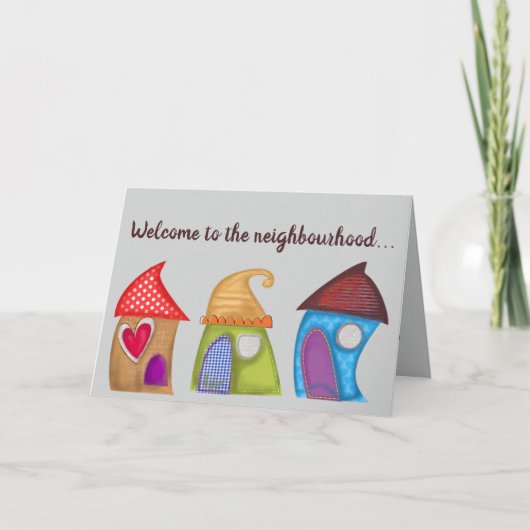 近所への編集可能な歓迎 カード (正面)