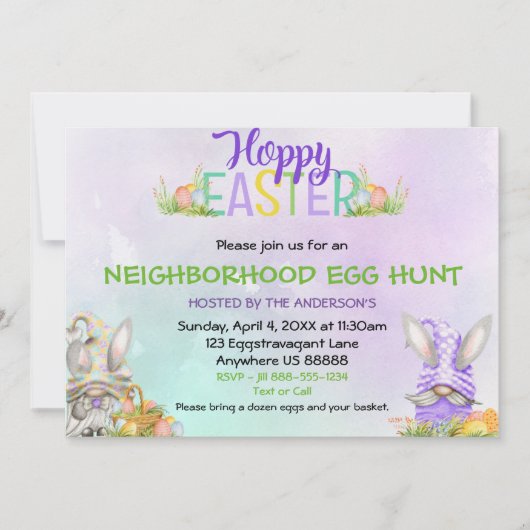 近所イースターエッグ狩り招待状 招待状 (正面)