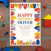 近所カラフル子供誕生日 招待状