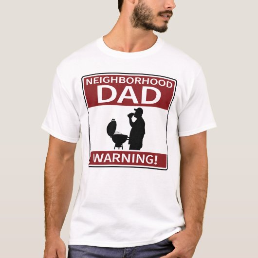 近所パパ警告標識グリルレッド Tシャツ (正面)