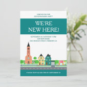 近所モダン引っ越し祝いパーティーパーティー 招待状 (スタンド正面)