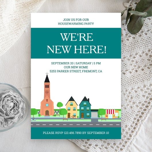 近所モダン引っ越し祝いパーティーパーティー 招待状